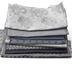 Elegant Gray and Blue Fabric Bundle 100% silk